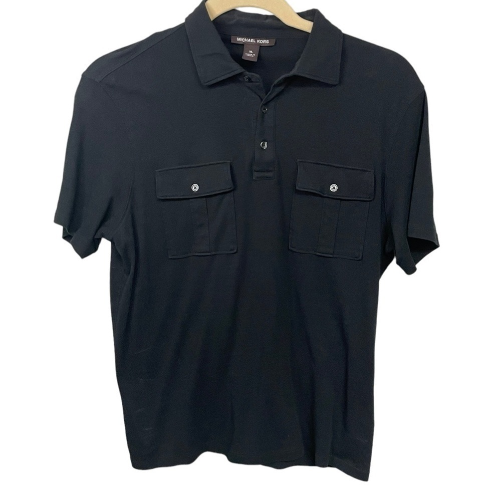 Michael Kors Black Knit Cotton Polo Shirt XL